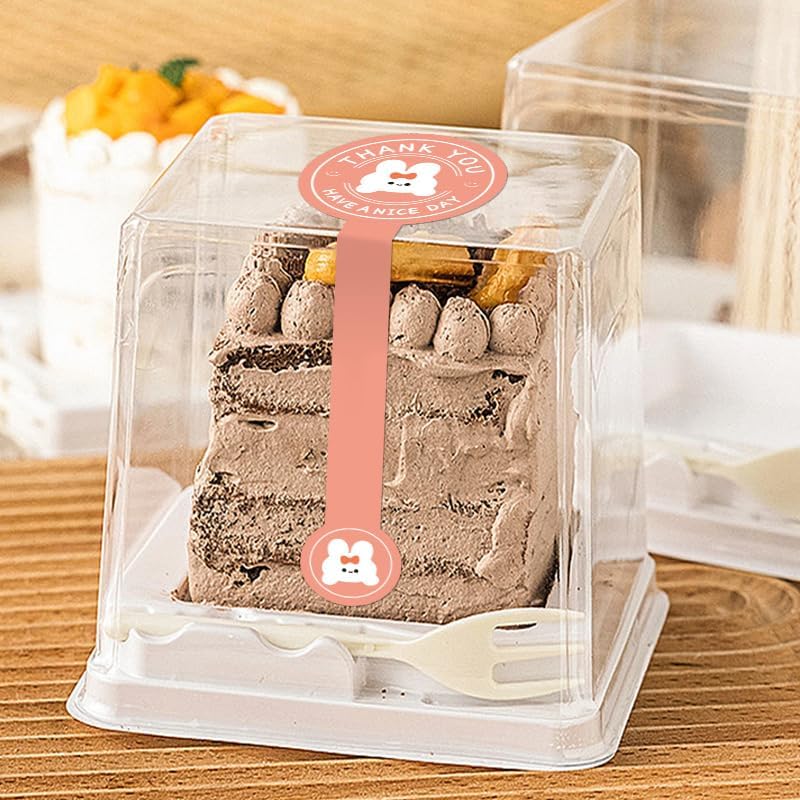 TanWillBe 100PCS Lollipop Shape Handmade Baking Stickers–Thank You Seals for Cake Boxes,Coffee Cups,Jars & Bottles–Long Closure Labels for Homemade Gifts Treats (Pink) - Image 3